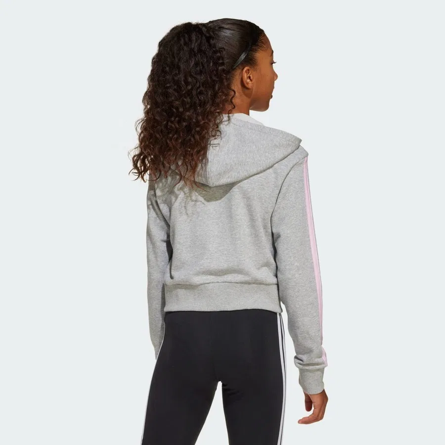 Детский худи с капюшоном и полной застежкой-молнией Essentials Full-Zip Hoodie adidas, Розово-белый — фото 2