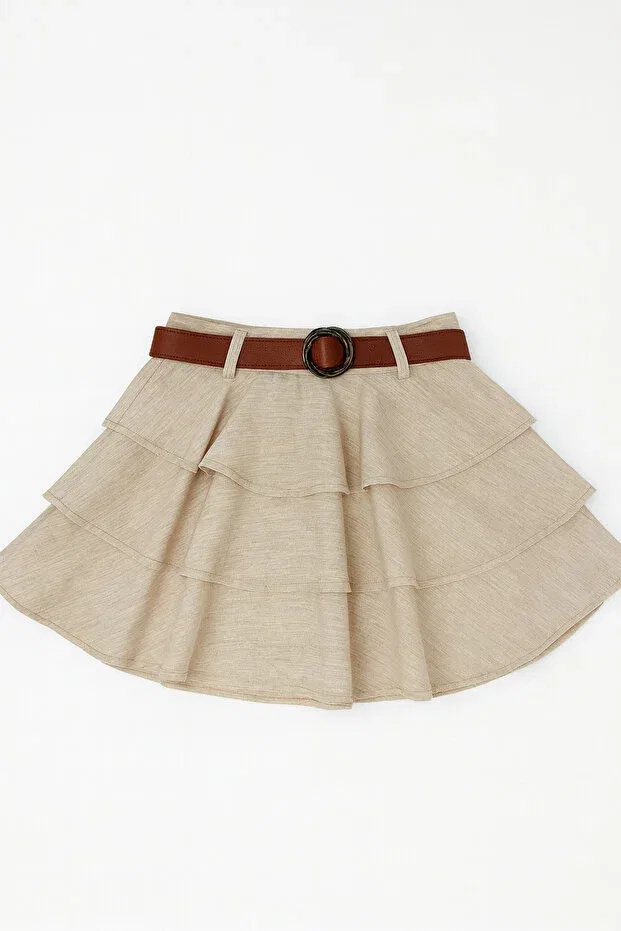 Детский комплект платьев для девочек льняной жилет и юбка Tinytrends, Nude Color — фото 4