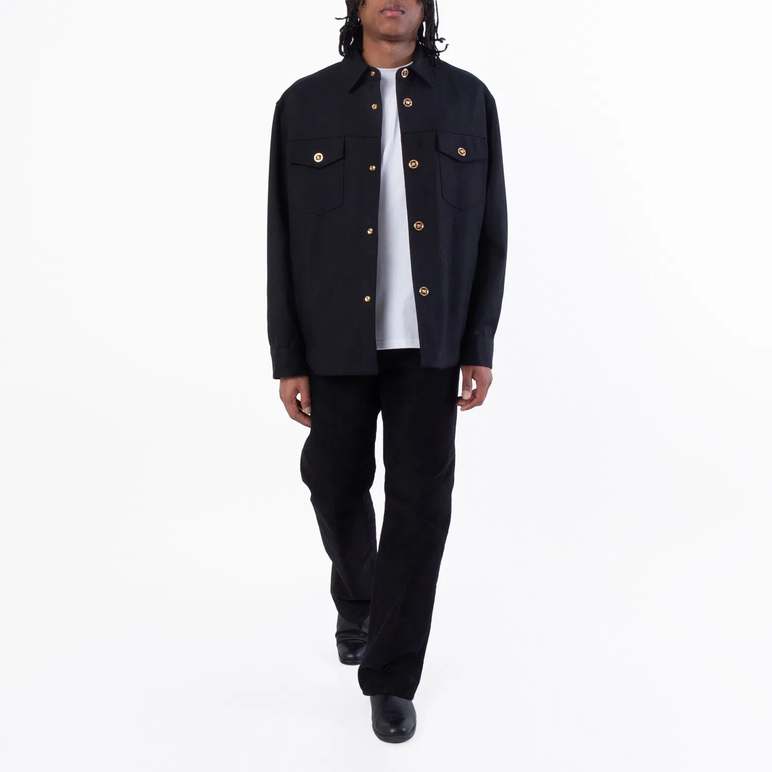 Куртка-оверширт из кавалерийской шерсти Black Wool Cavalry Blouson Overshirt Versace, Black — фото 4