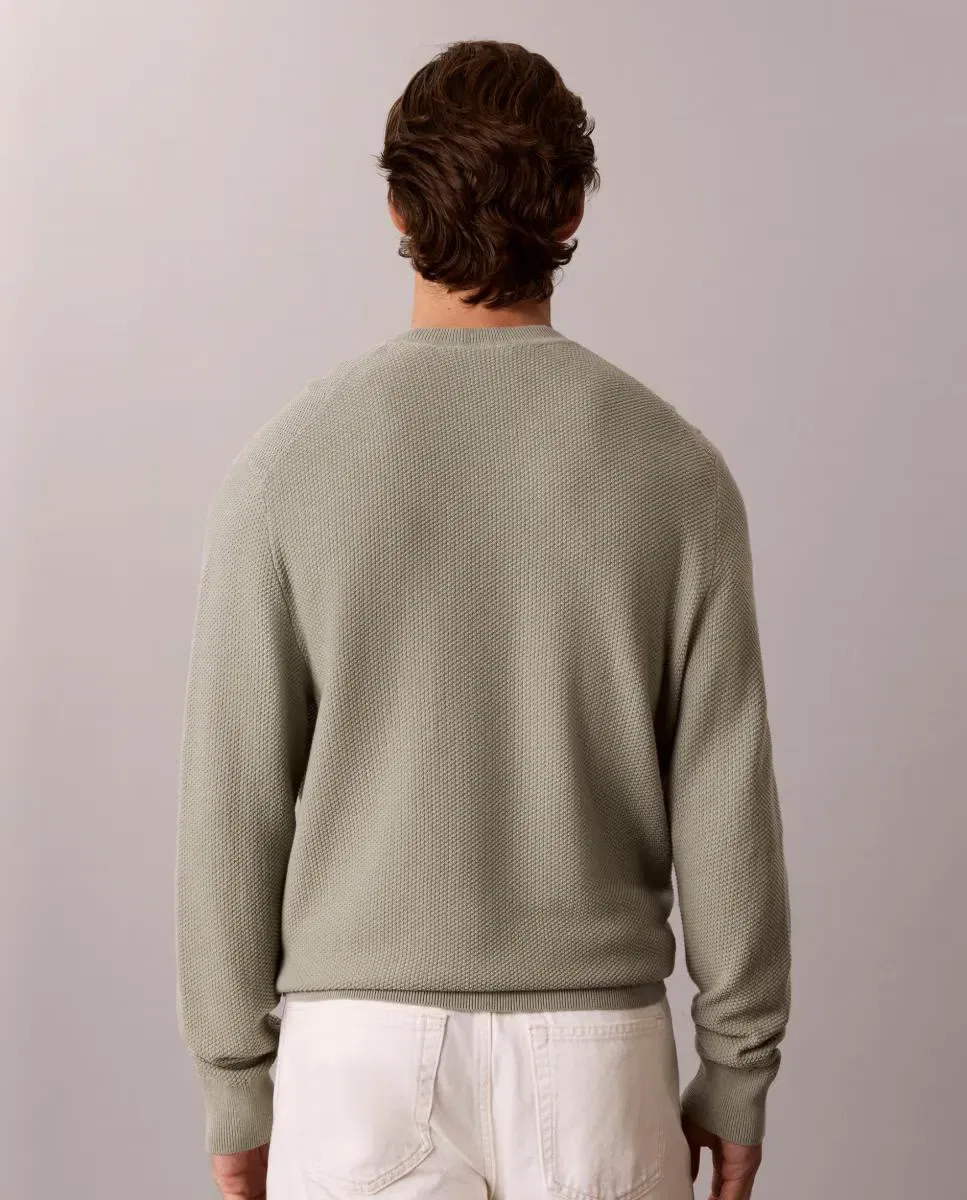 Мужской джерси из текстурного хлопка с круглым вырезом Calvin Klein, Grey — фото 2