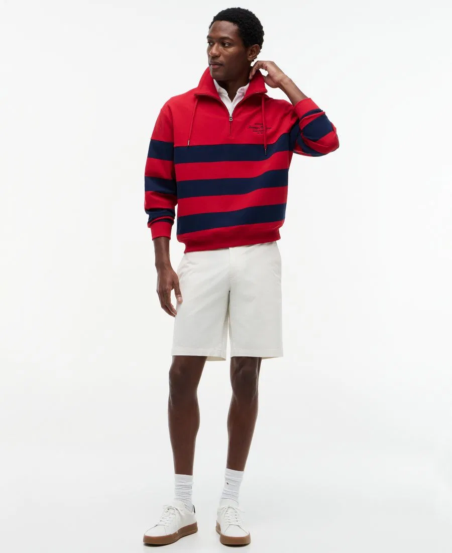 Мужской свитшот на молнии с четверть-застежкой Nautical Block Stripe Tommy Hilfiger, Medium Red — фото 2