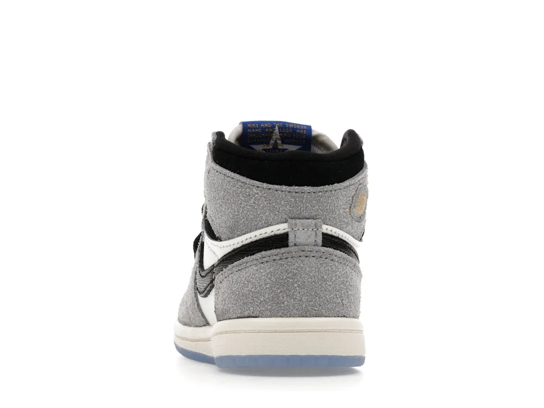 Детские кроссовки с контрастными вставками Jordan 1 Retro High OG All Star Cool Grey (TD), Cool Grey/Game Royal/Black — фото 4