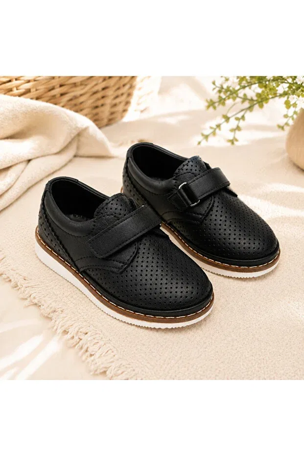 Детские туфли для мальчиков с ортопедической стелькой Miray Baby Kids, Black