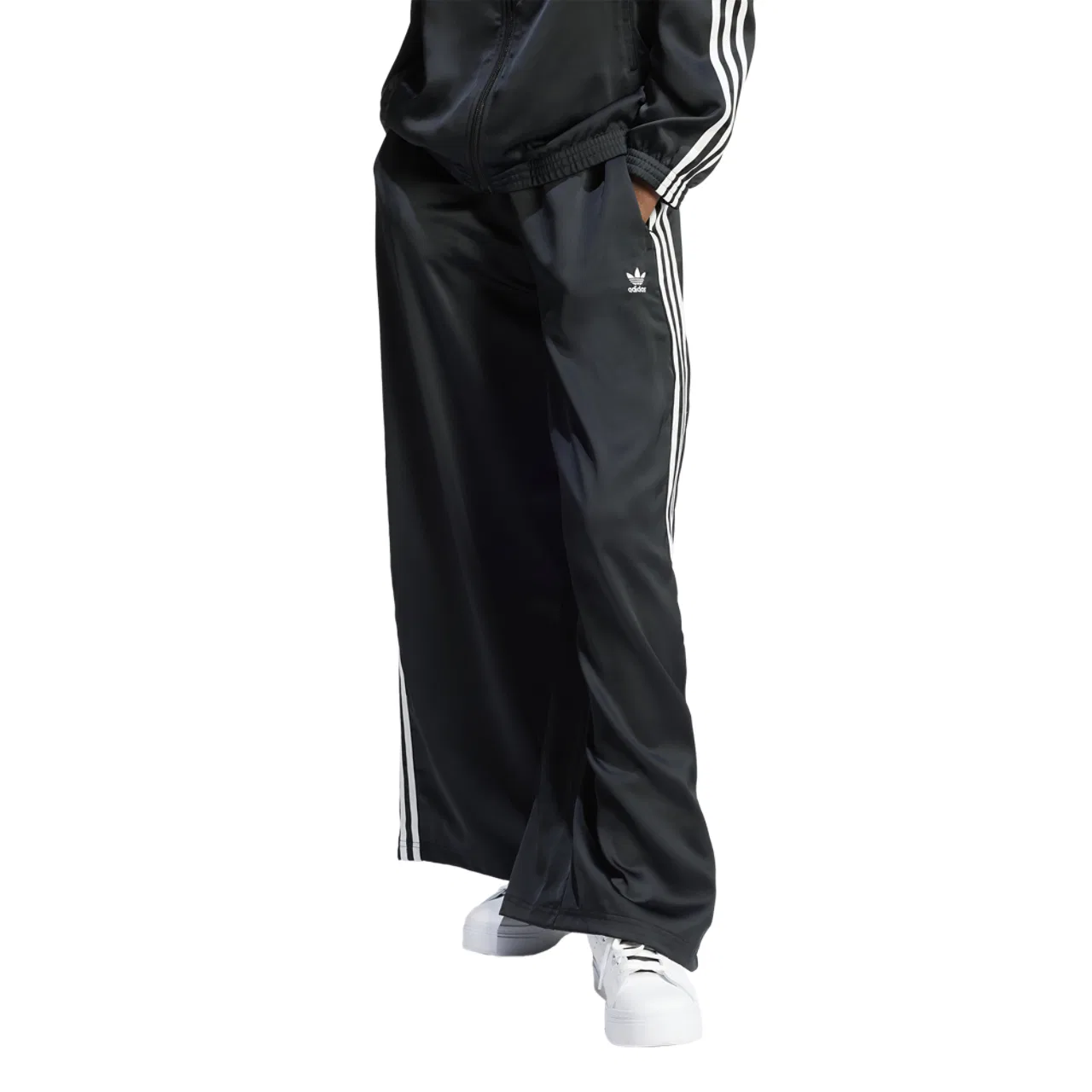 Женские спортивные брюки Satin Wide Leg Track Pants Adidas, черный/белый