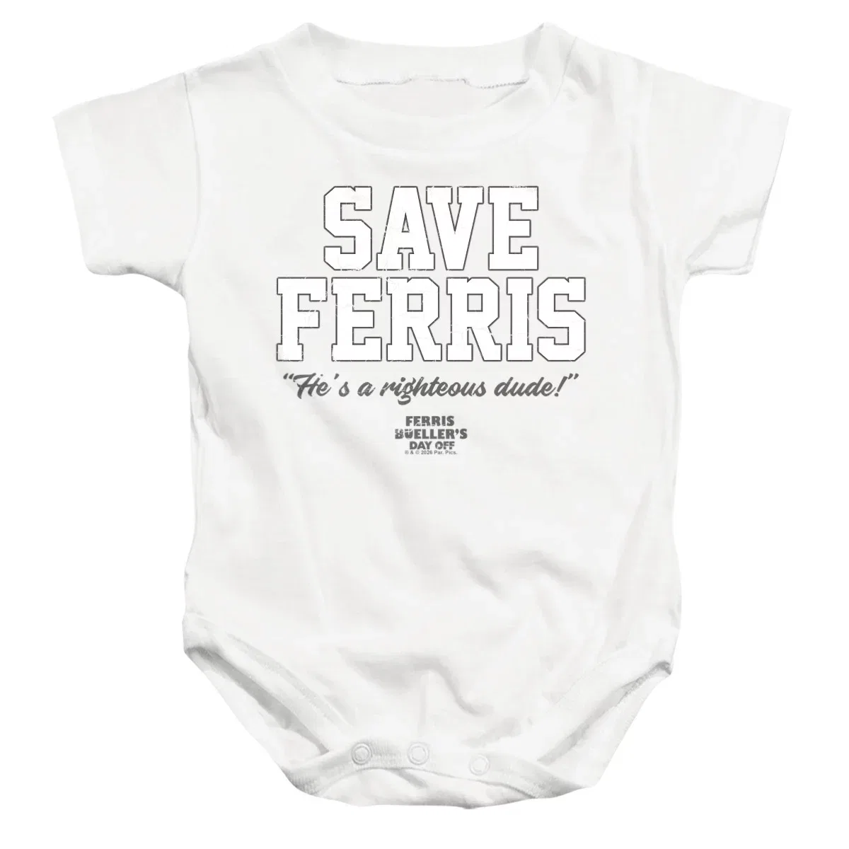Детское боди с коротким рукавом Save Ferris Ferris Bueller's Day Off, White