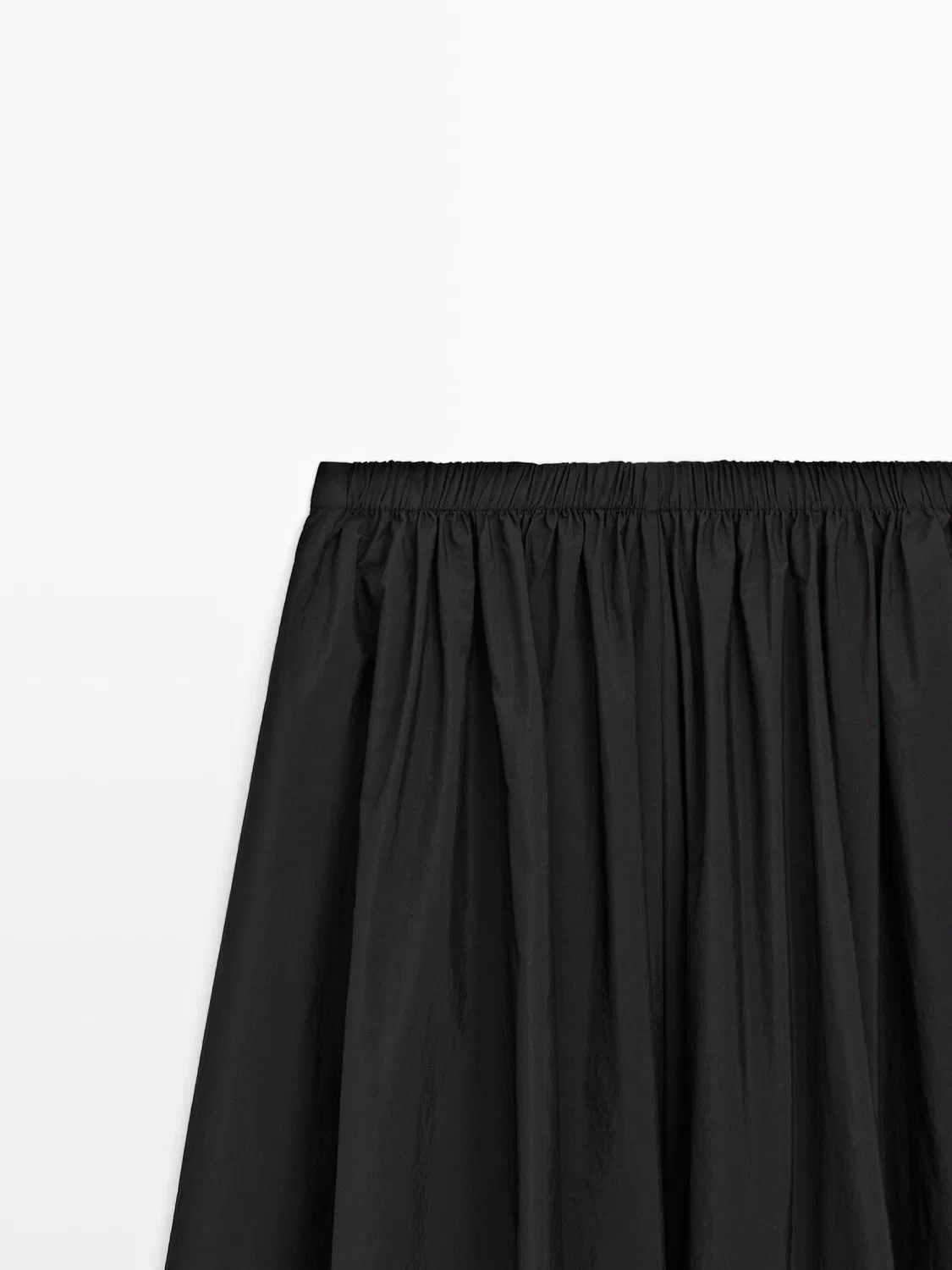 Юбка Massimo Dutti, миди-длина, из технической ткани, черный — фото 4