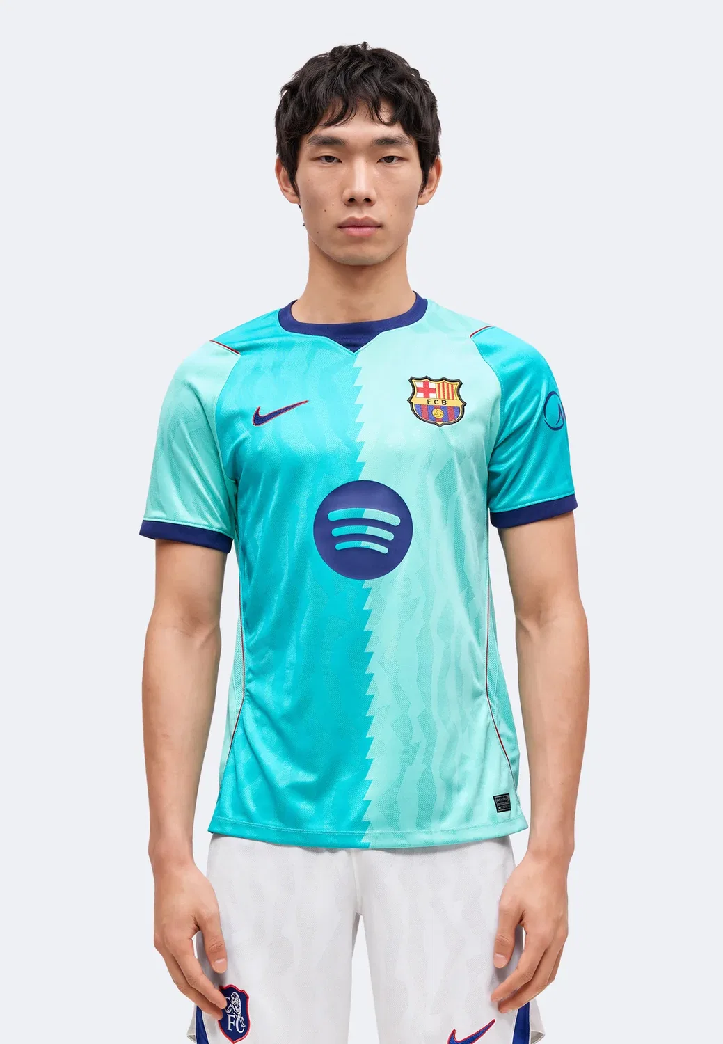 Фк Барселона mnk df jsy ss Stad 3r - клубная одежда Nike Performance, Green Frost/Loyal Blue