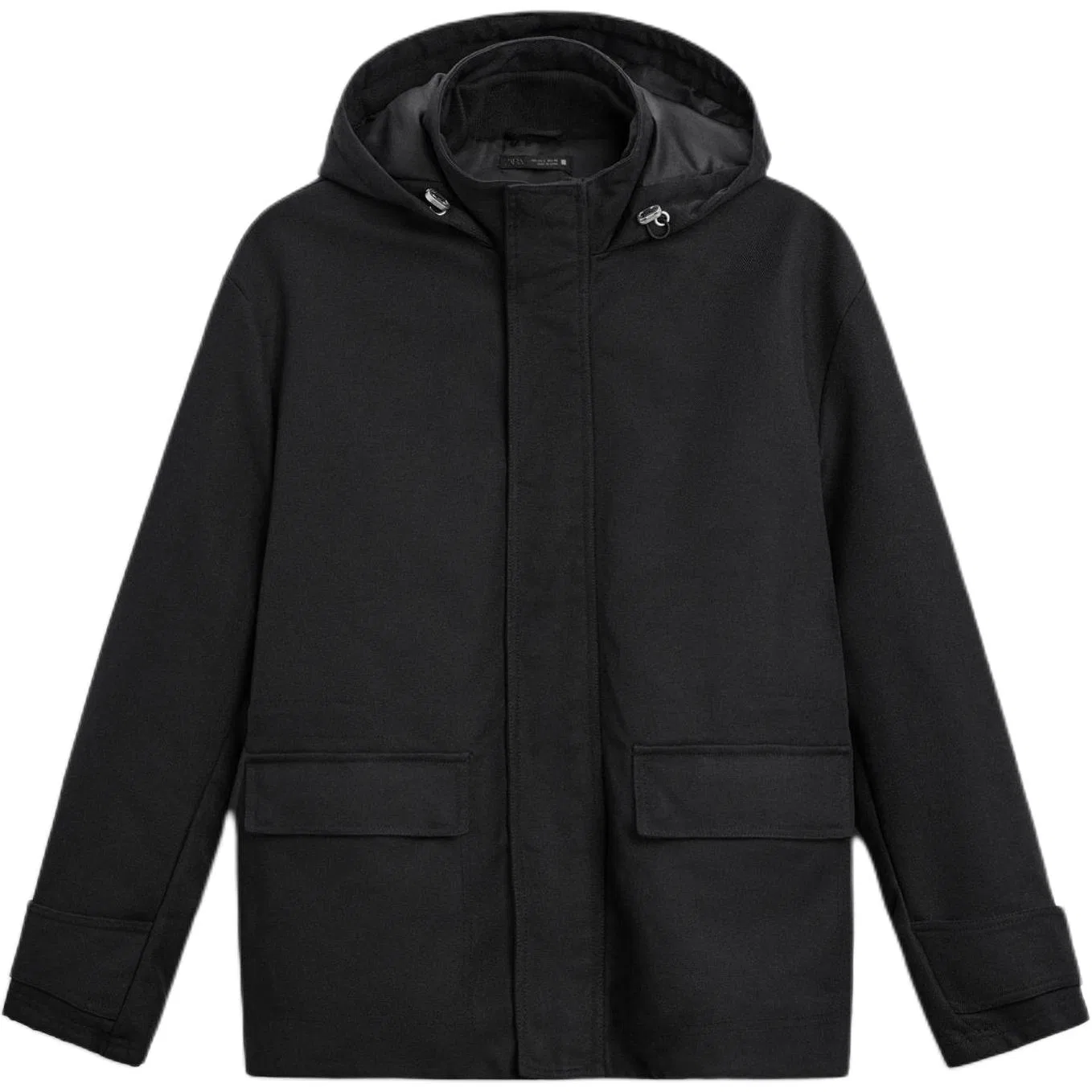 Мужское пальто-парка с капюшоном, ZARA, Black