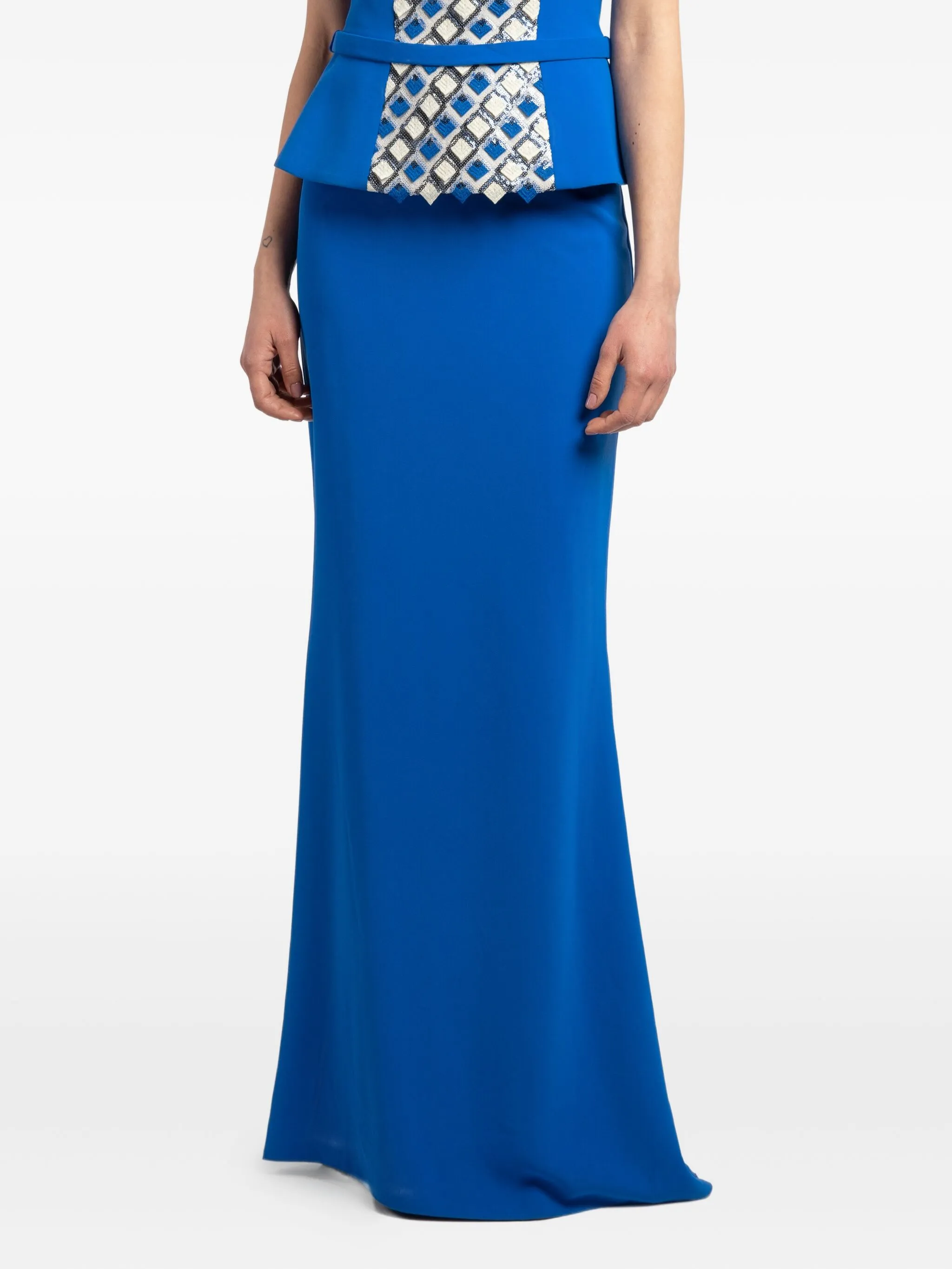 

Платье макси с вырезом халтер Maestri, синий