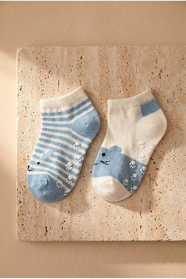 Детские носки для мальчиков с животным принтом 2-шт Katia&Bony, Blue/White