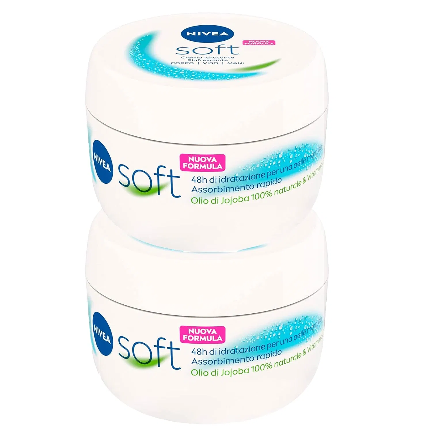 Увлажняющий крем для тела, лица и рук NIVEA Soft, с маслом жожоба и витамином E, 2×300 мл