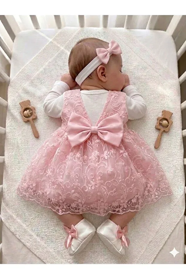 Детский комплект для новорожденных с кружевом Biyan Collection, Pink