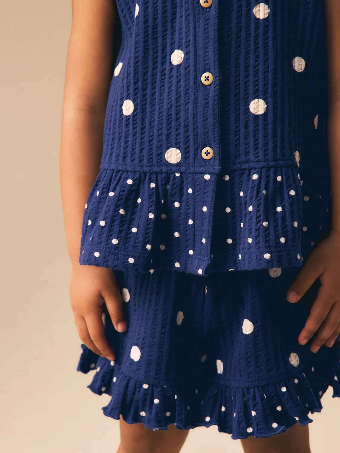 Комплект из топа и шорт Peplum Vest and Shorts Set Next, Navy Spot — фото 4