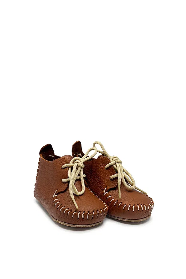 Детские ботинки для мальчиков из натуральной кожи First Step Hand Saddled Torun Kids, Tan Color — фото 3