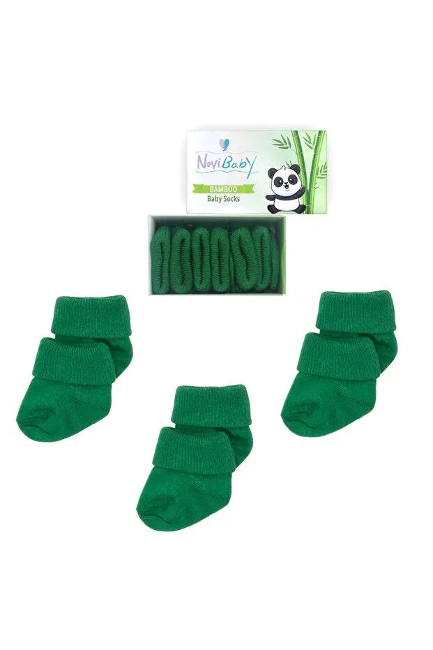 Детские носки для новорожденных хлопковые 3 пары Новинка New Year's Eve Glam Novibaby, Pine Green