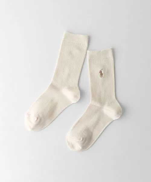 Женские носки с вышивкой логотипа POLO RALPH LAUREN, Off White