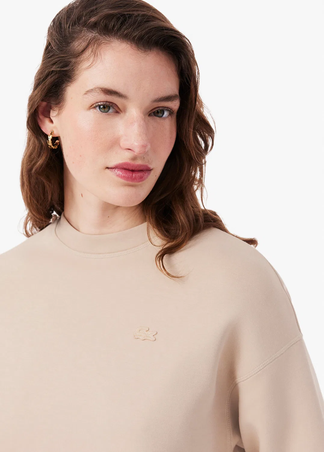 Свитшот женский Lacoste Oversize Fit, бежевый — фото 2