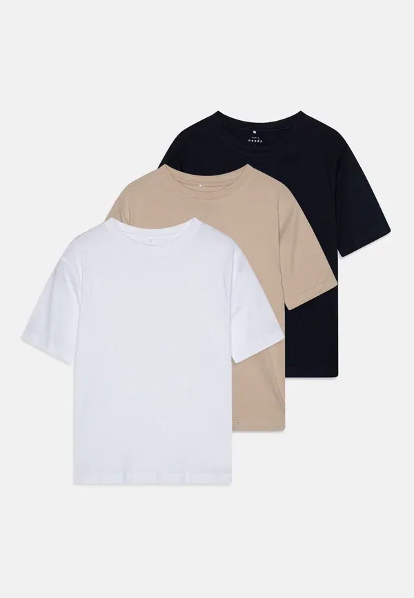 Комплект футболок, хлопок, Nkmvobbo loose 3 pack - basic t-shirt Name It, dark sapphire, темный сапфир