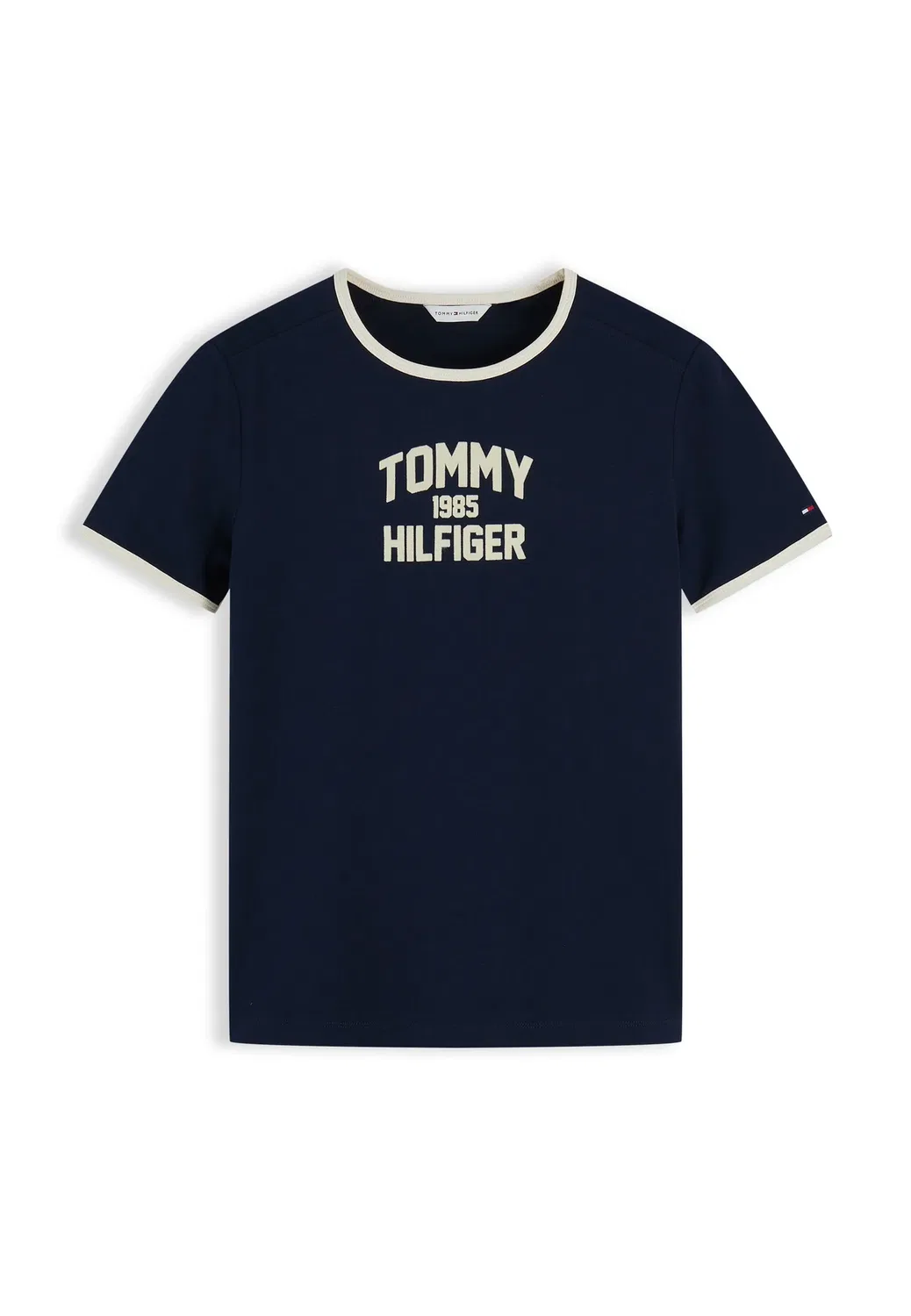 Футболка Varsity flock c-nk slim s/s tee - с принтом Tommy Hilfiger, Dark Blue — фото 4