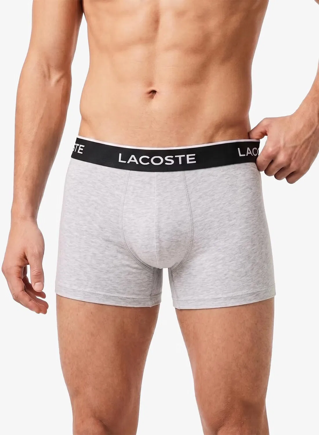 Трусы-боксеры эластичные, комплект из 3 штук, Lacoste, серебристый — фото 3