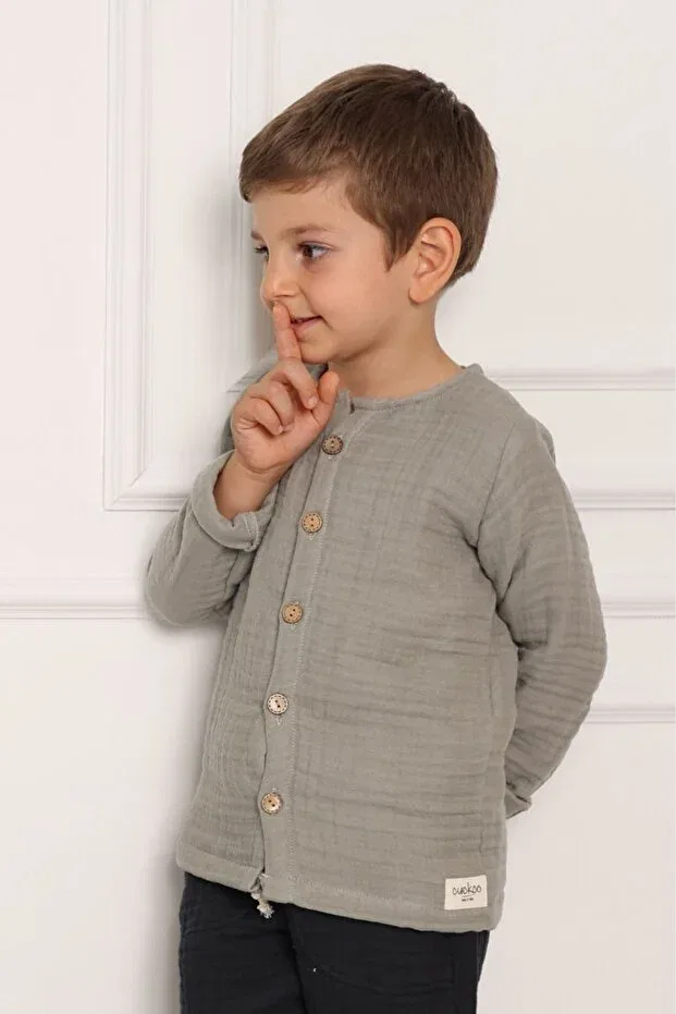 Детская рубашка для мальчиков хлопковая Cuckoo Cotton, Gray — фото 2