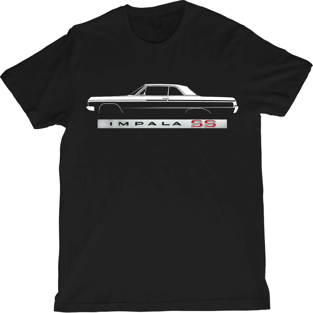 Мужская футболка с силуэтом 64 Chevy Impala SS, Black