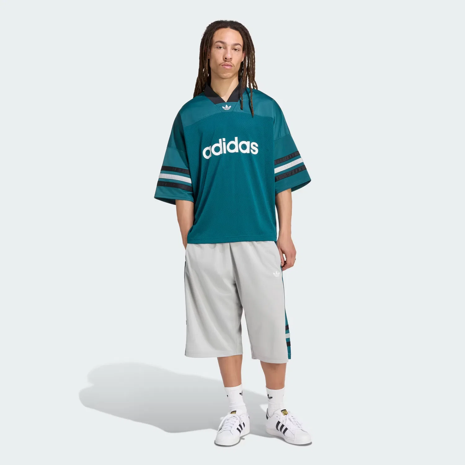 Мужская футбольная майка оверсайз Adicolor Adidas Originals, насыщенный зеленый — фото 4