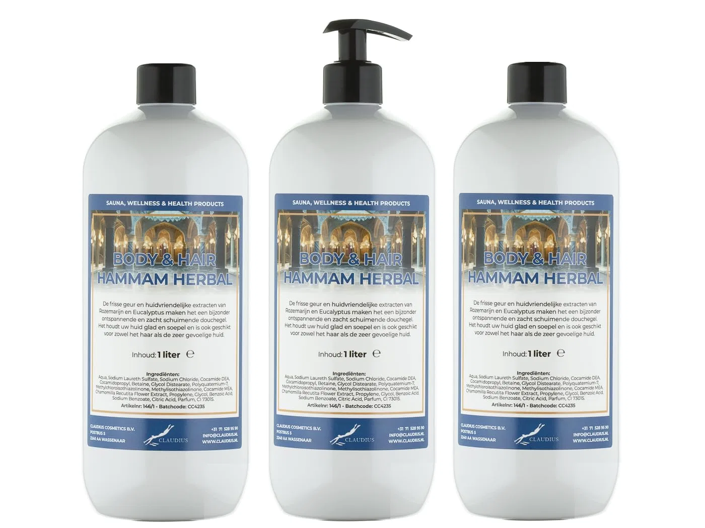 Набор для душа и волос 2-в-1 Hammam Herbal, 3 x 1 л, Claudius