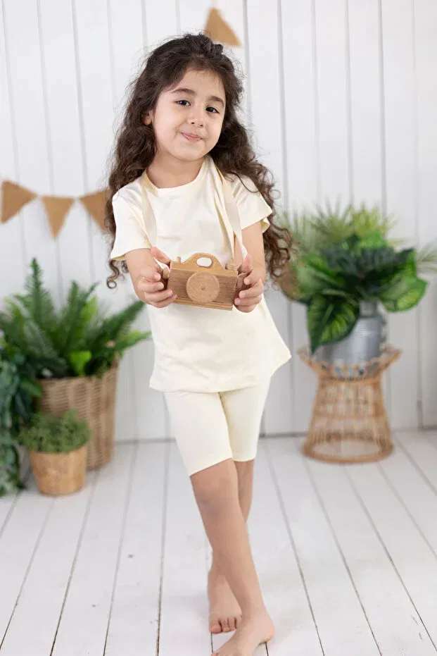 Детская футболка для девочек хлопковая Slim Eandcoatelier, Nude Color — фото 4