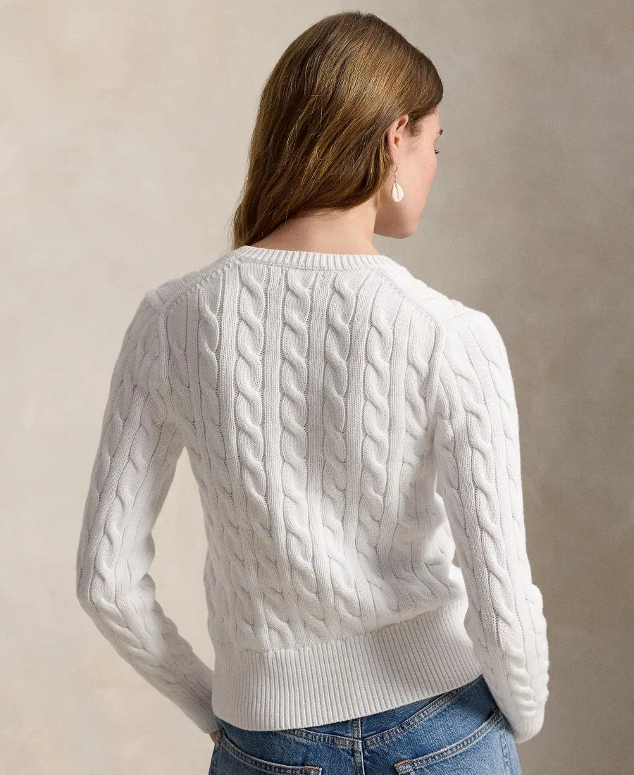 Кардиган с воротником-гольф из хлопка Cable-Knit Polo Ralph Lauren, White — фото 3