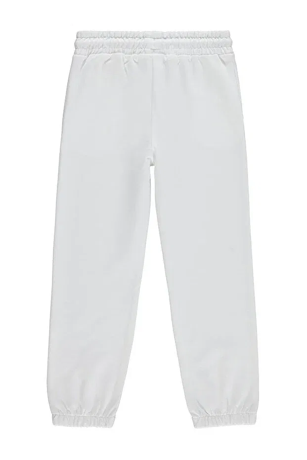 Детские спортивные штаны для девочек с манжетами Civil Girls, Off White — фото 2