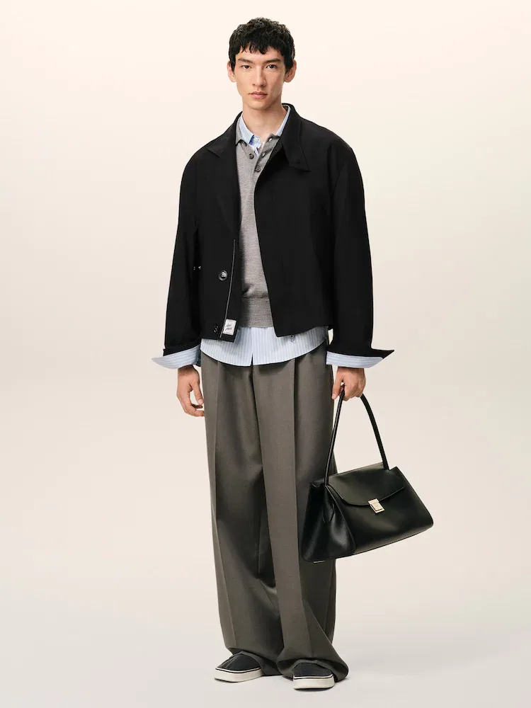 Куртка Harrington из шерсти AMI PARIS, Black