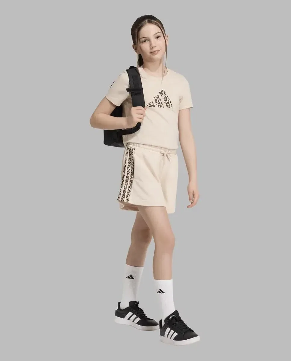 Детская футболка для девочек с принтом Animal adidas, Beige — фото 3