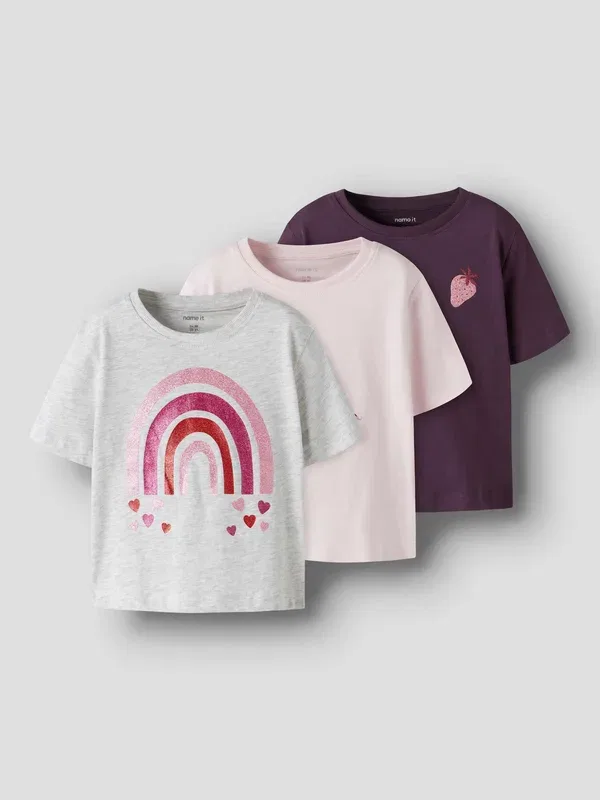 Комплект из 3 футболок с принтом Belina, Name Itberry Wine, Grey Melange, Tender Touch, серый
