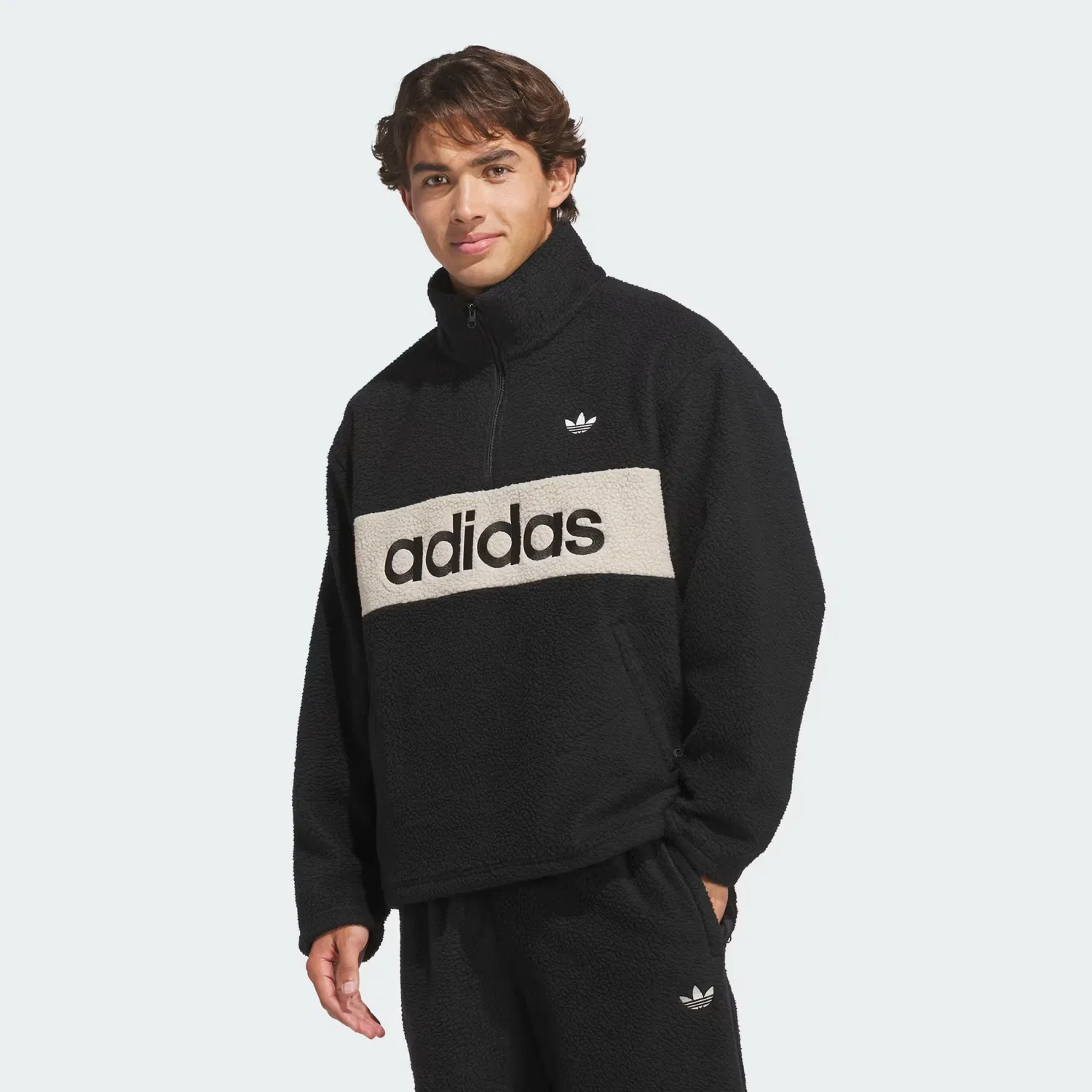 Пуловер на молнии Polar Fleece Adidas Originals, черный — фото 3