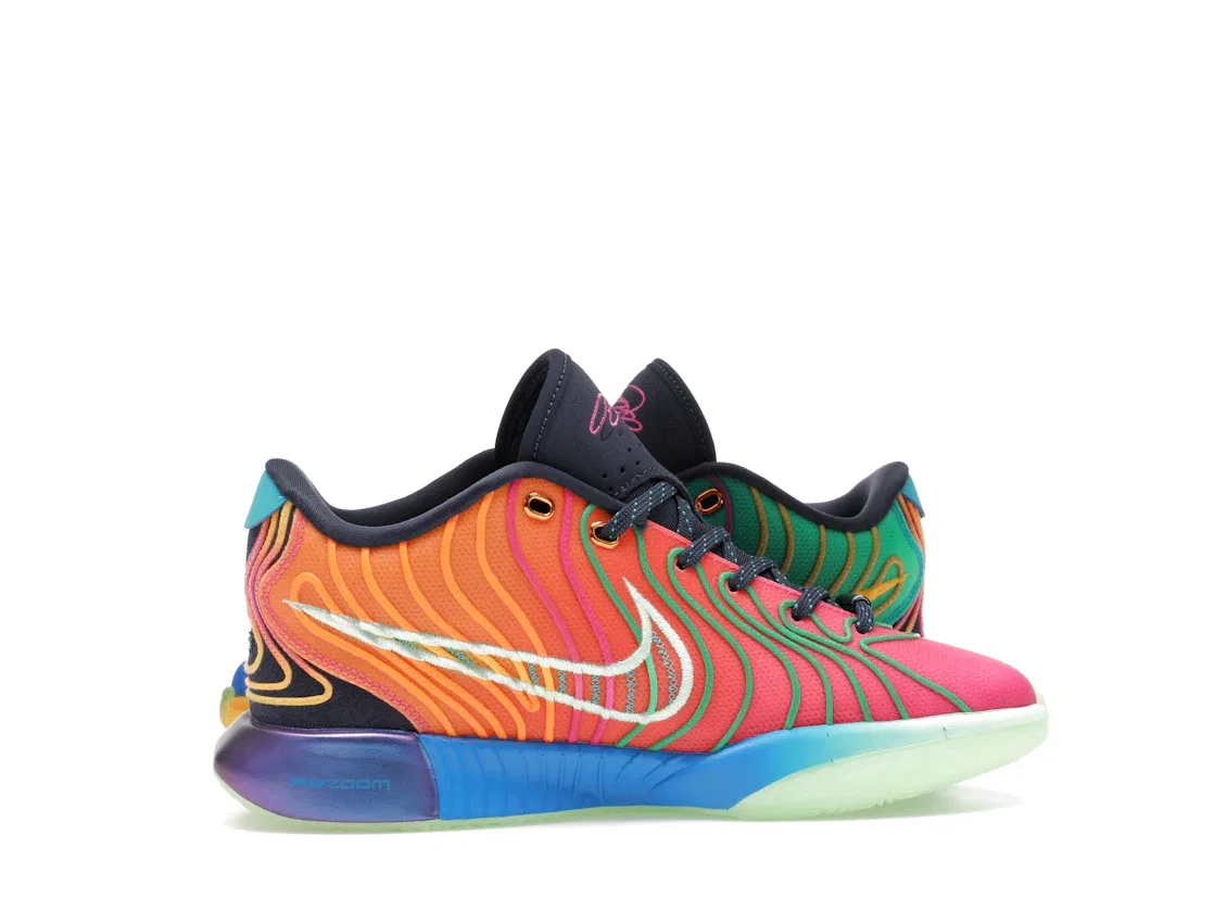 Детские кроссовки для баскетбола с амортизацией Nike LeBron 21, Bliss Pink/Core Black/Collegiate Purple — фото 3