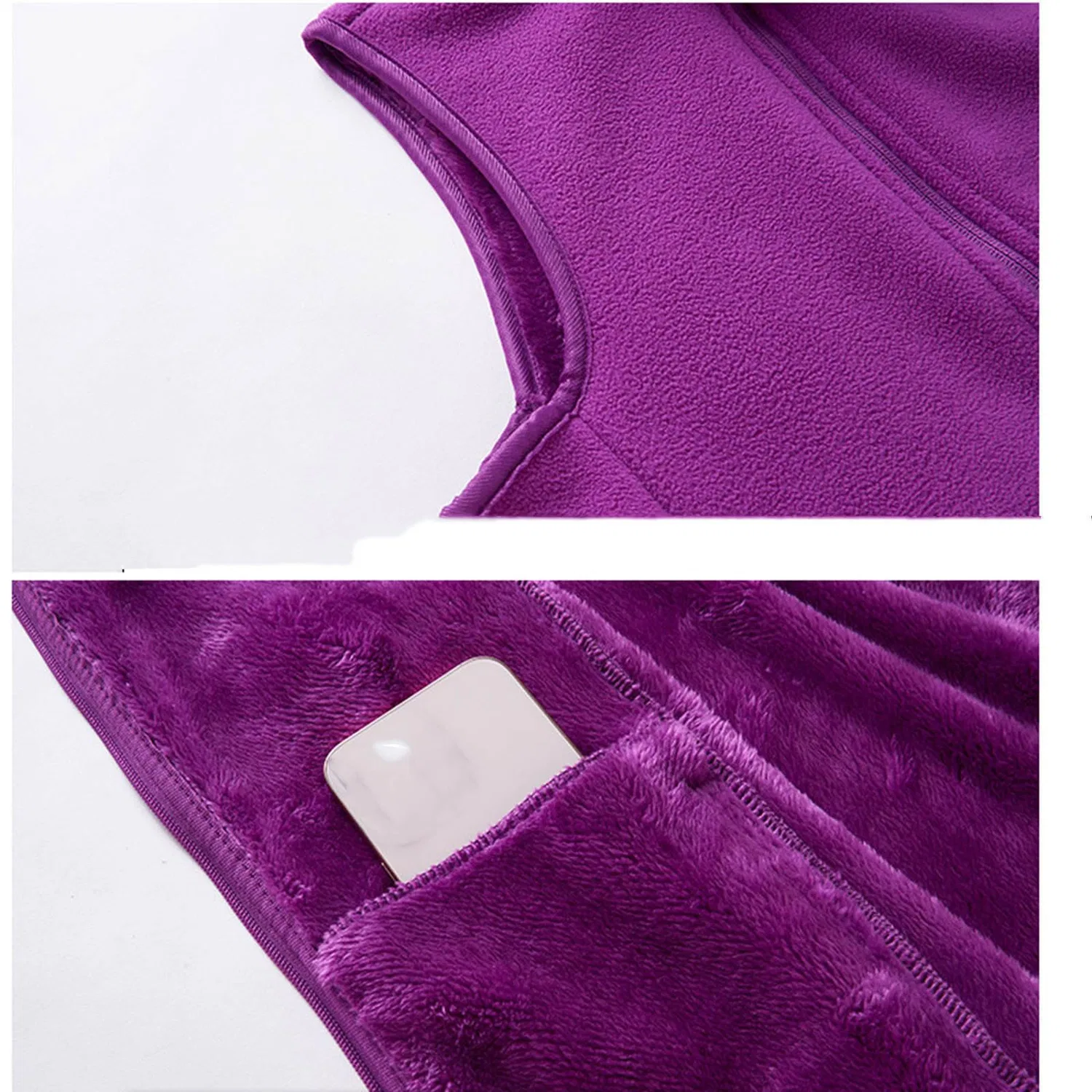 Женский утепленный жилет без рукавов с молнией UK Teddy Fuzzy Vest, Viola — фото 3