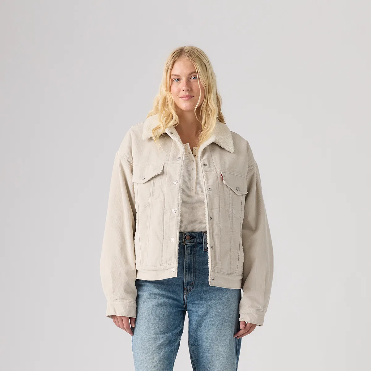 Женская куртка из вельвета с лацканами Levi's, Ecru — фото 4
