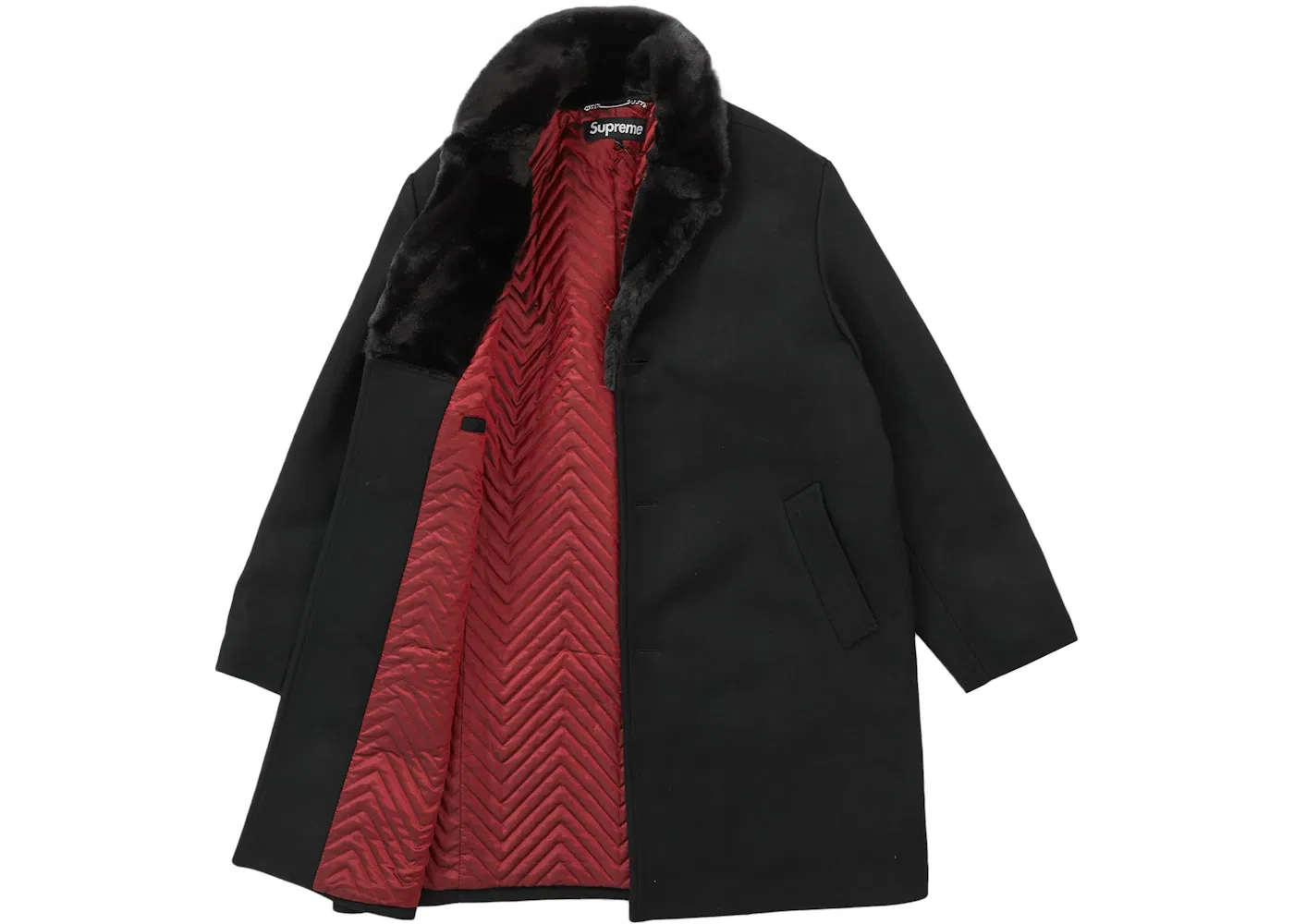 Мужское пальто с меховым воротником Supreme Coat, Black — фото 2