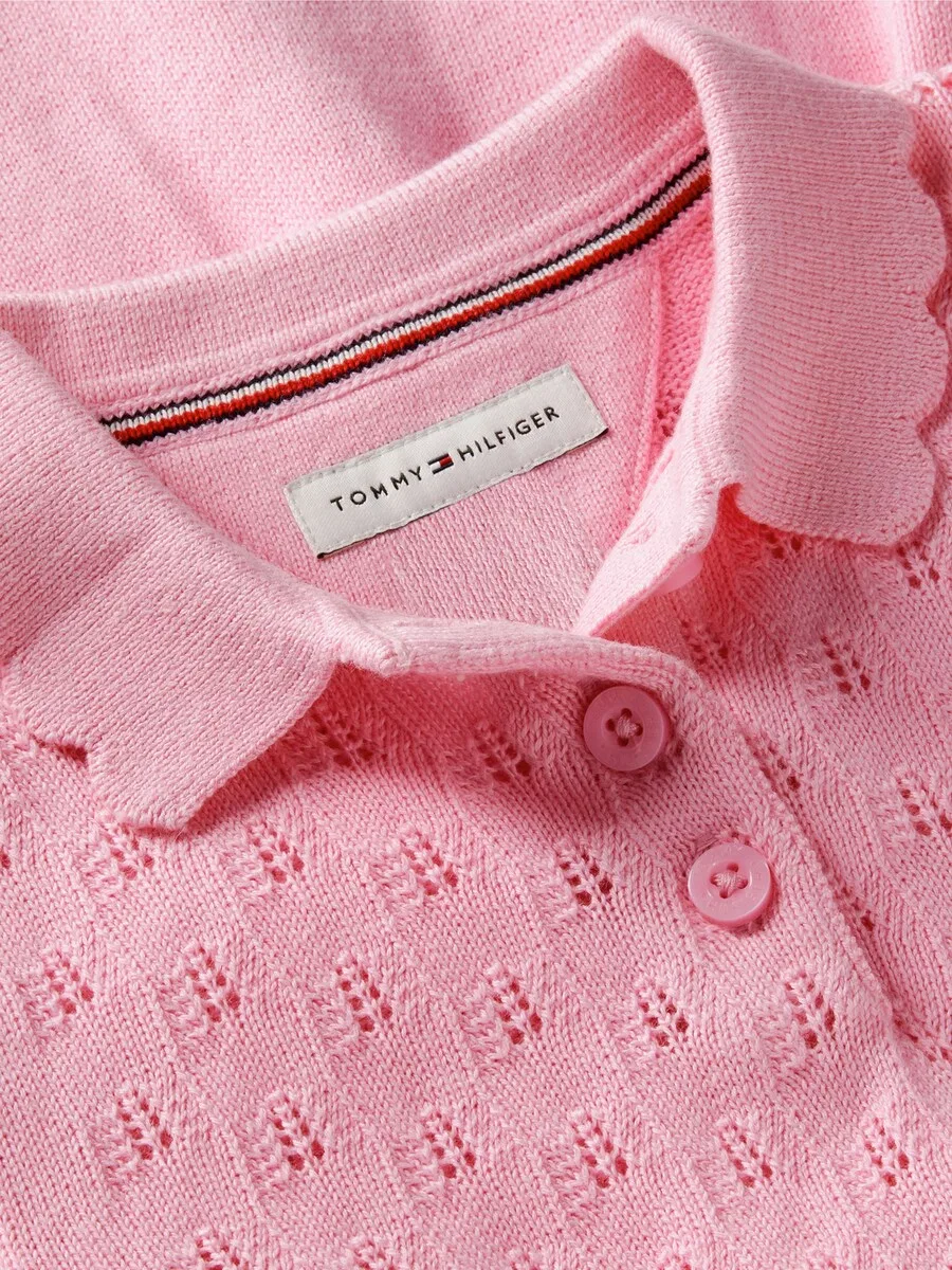 Платье TOMMY HILFIGER 'Pointelle Fit And Flare' розового цвета — фото 3