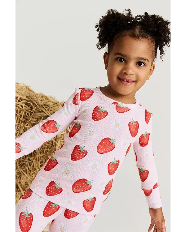 Детская пижама с длинным рукавом Penny Pointelle Long Sleeve Basic Pajamas Posh Peanut, розовый — фото 4
