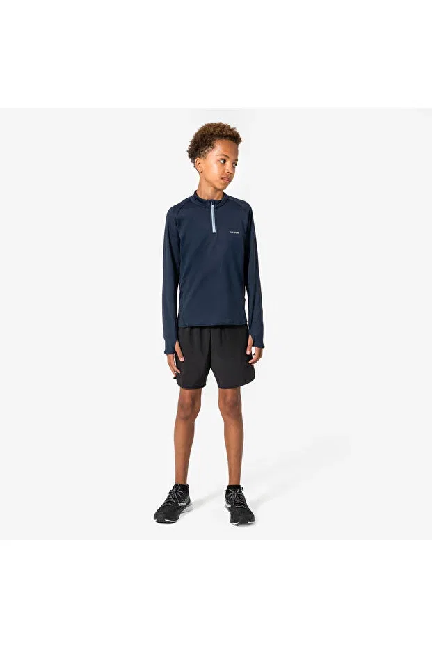 Детские свитшот для мальчиков с длинным рукавом Kiprun Warm 100 Decathlon, Dark Navy Blue