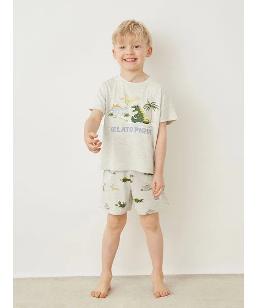 Детские шорты для сна с принтом Sleeping Dinosaur, gelato pique, Light Gray — фото 4
