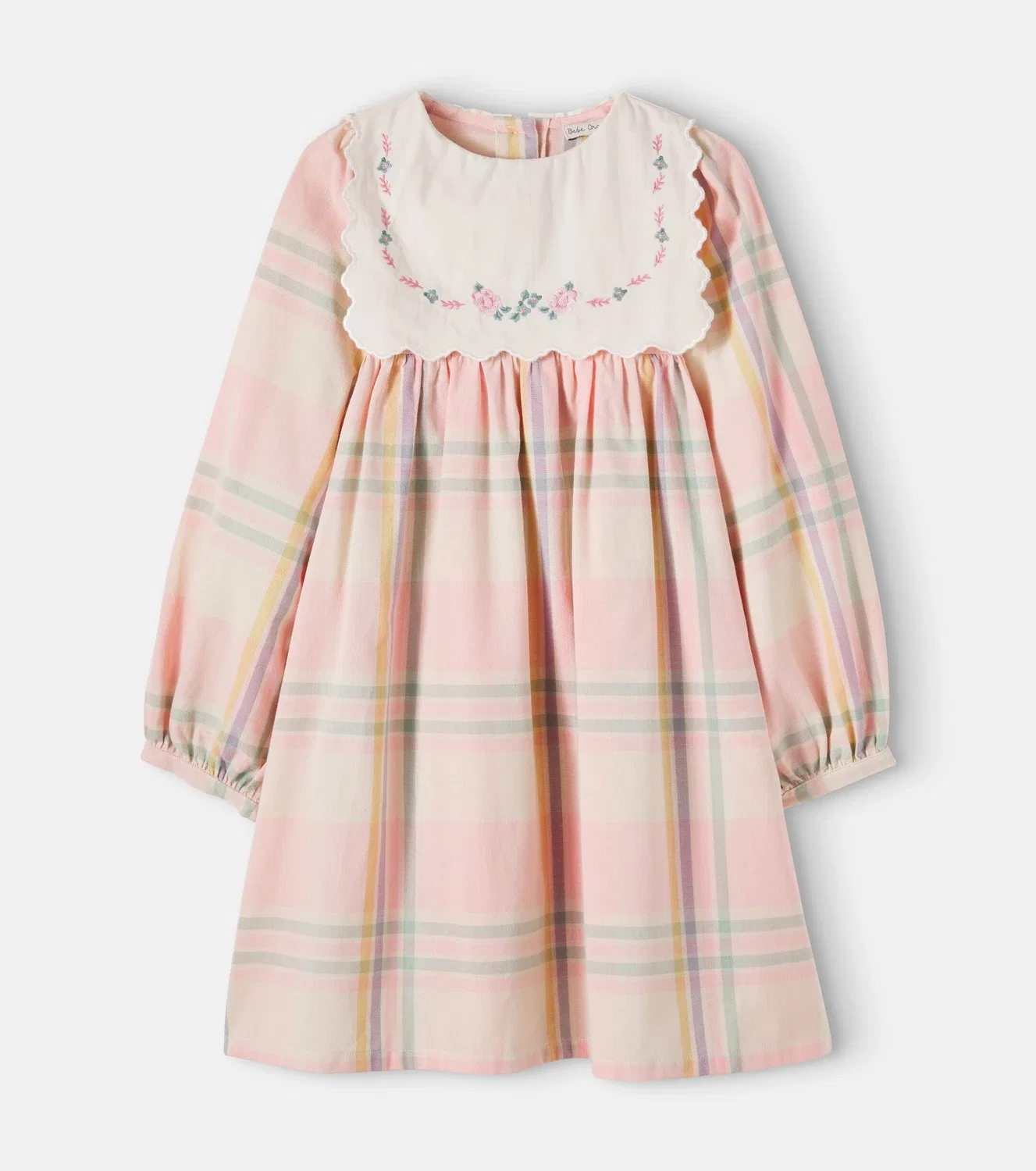 Нарядное платье с клетчатым принтом Lucy Bebe Organic, розовый
