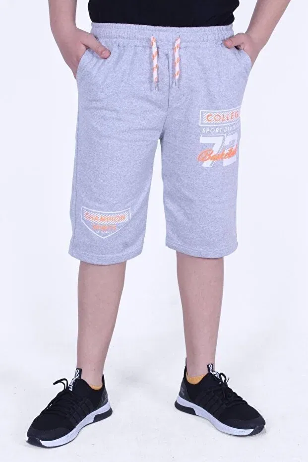 Детские шорты для мальчиков с принтом Champion spirits text printed wide leg detailed Panio Kids, Gray — фото 4
