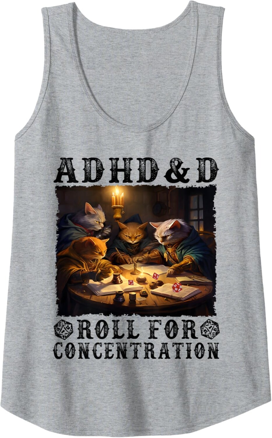 

Женский топ Funny Tees Gamer RPG Apparel Cats RPG Gamer Roll For Concentration, светло-серый