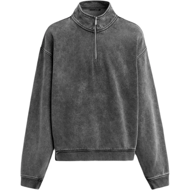 Мужской свитшот с воротником-стойкой Light Gray ZARA, Светло-серый