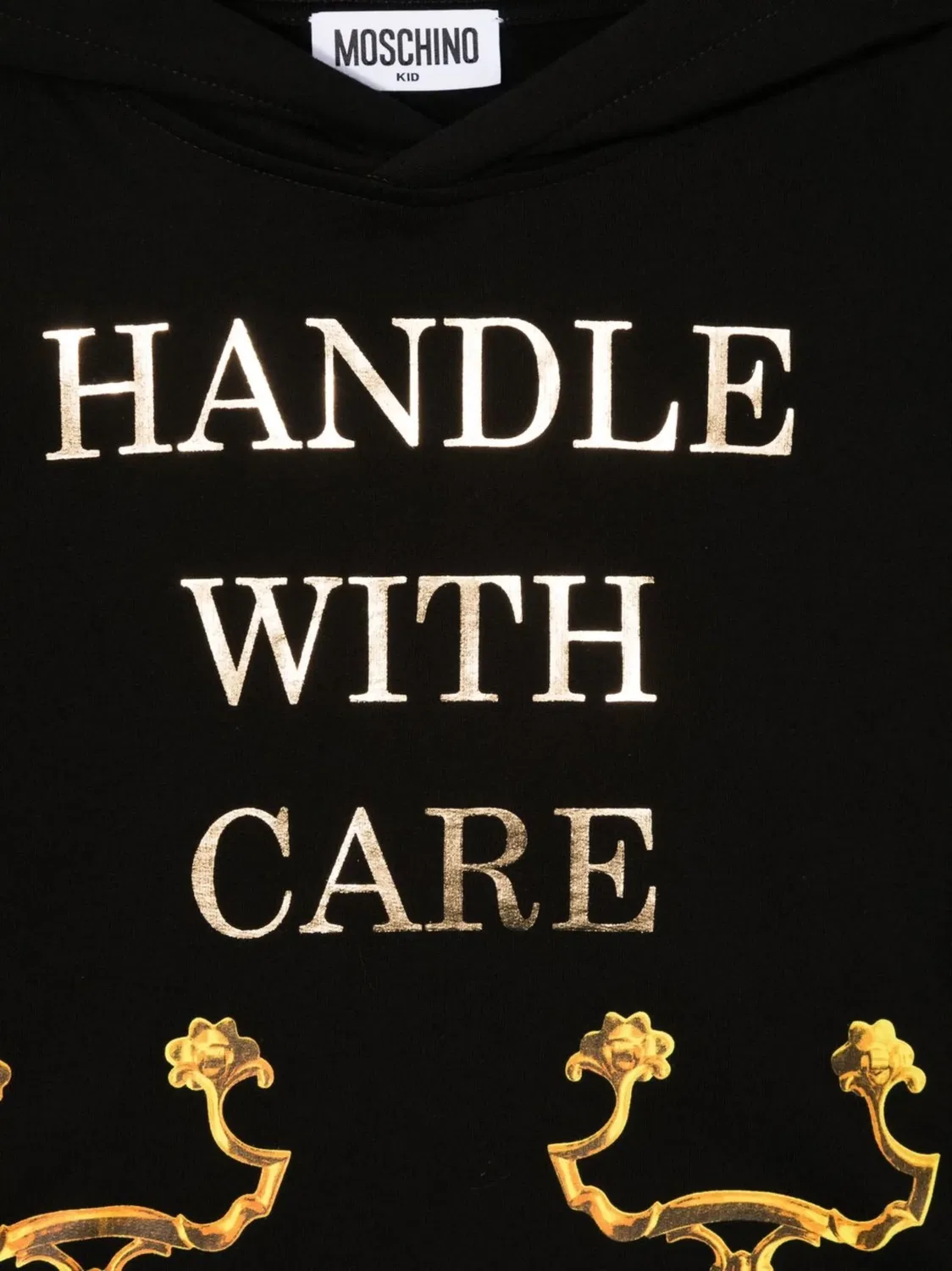 Худи 'Handle With Care' из хлопка Moschino, черный — фото 2