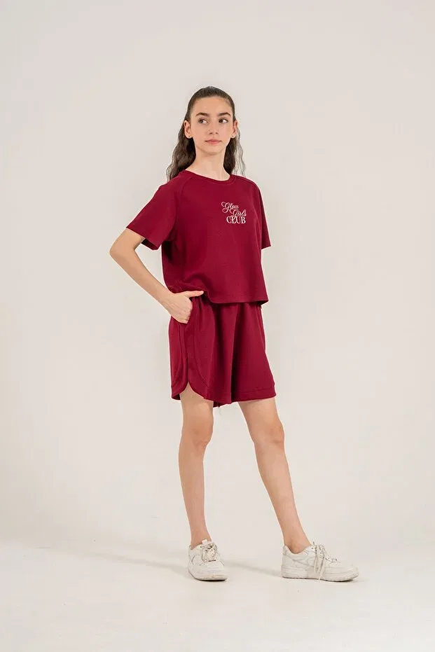 Детский комплект для девочек с вышивкой Glow girls club Mışıl Kids, Burgundy — фото 3