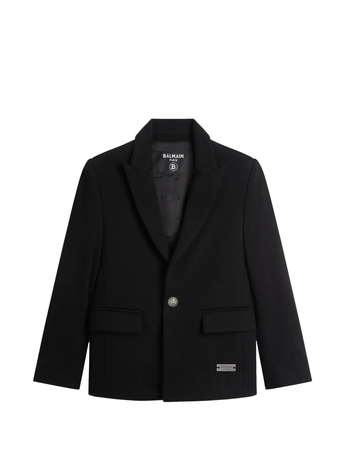 Однобортная трикотажная куртка Balmain Kids, черный